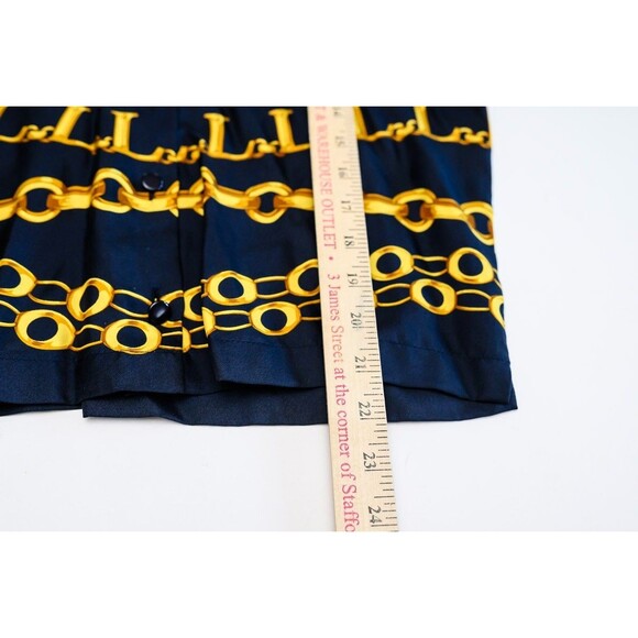 Laurel Escada Silk Blue button down shirt 34 chain link luxury Preppy - Picture 5 of 6
